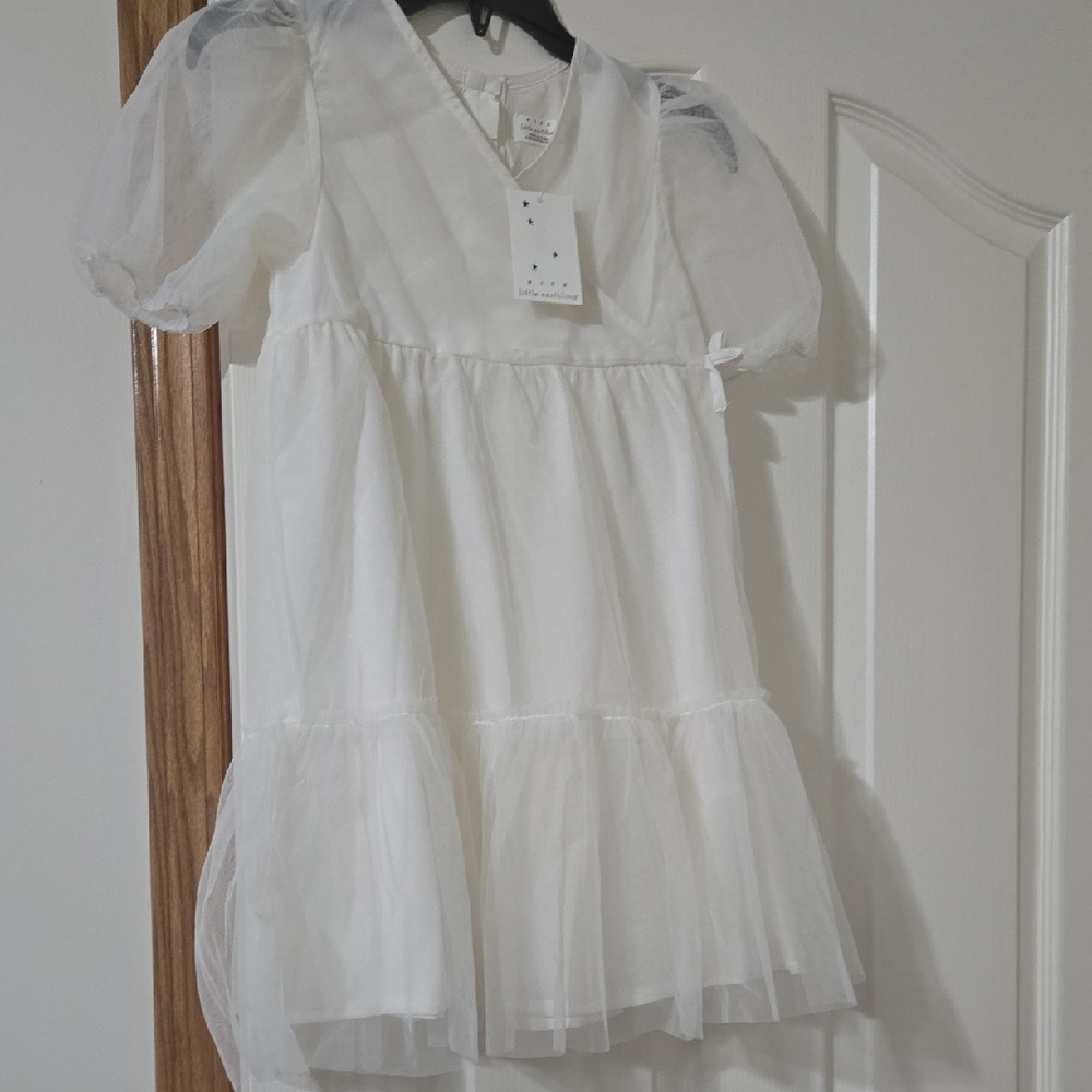 Little Earth Cream Puff Sleeve Dress